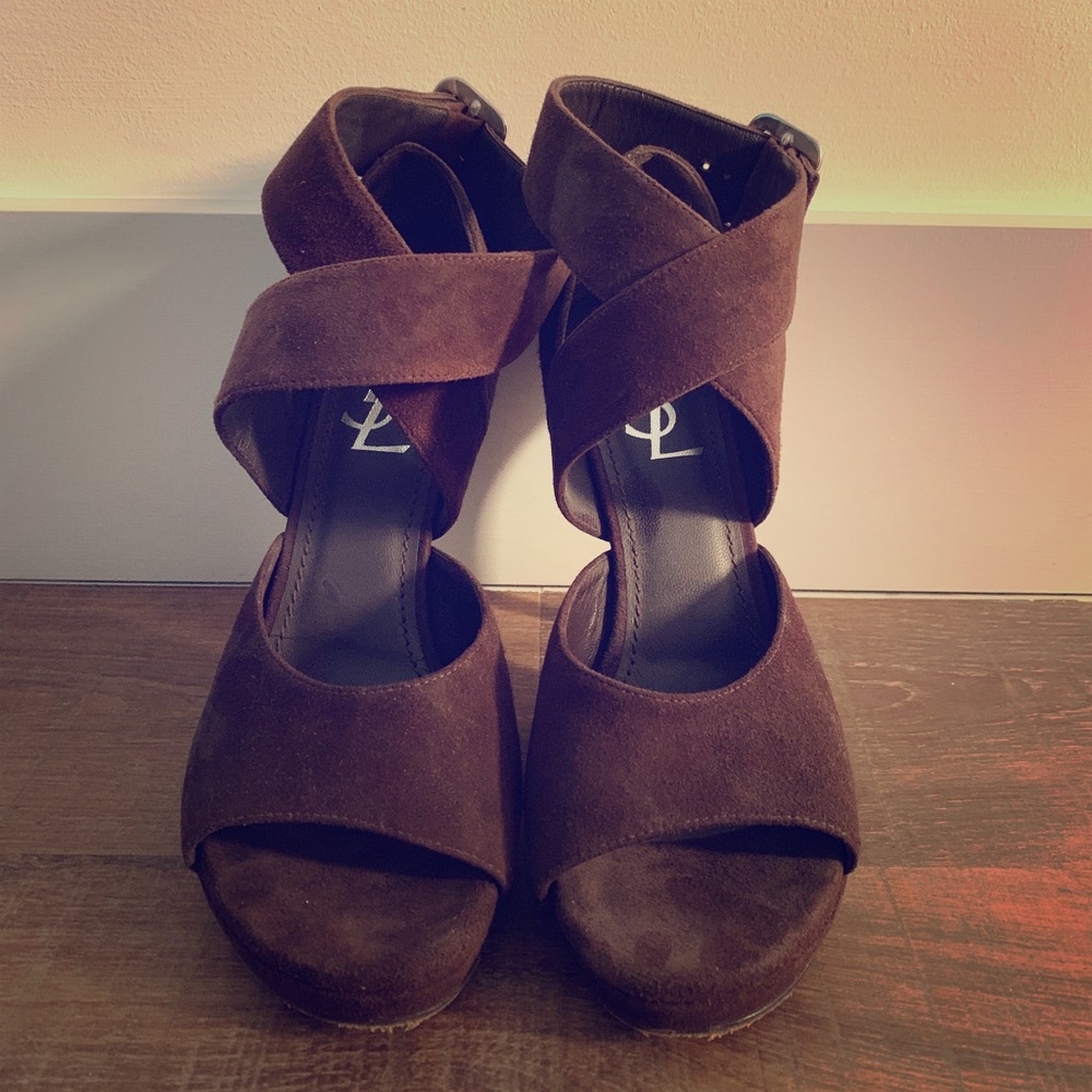 YSL wrap around heels
